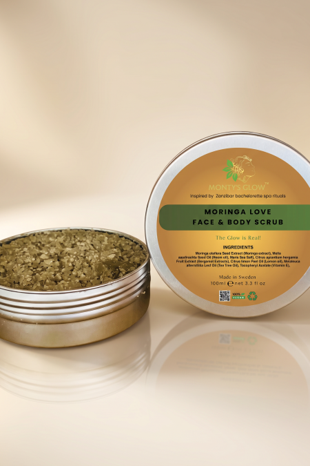 MORINGA LOVE Anti-Acne scrub - Exfoliate & Heal: Herbal Scrub . Purifiying vegan healing ingredients for Smoother, Acne & Bump-Free Skin.
